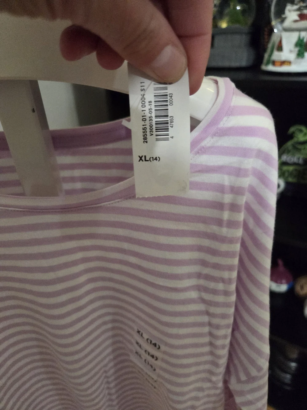 Old Navy Lilac and White Striped Long Sleeve Tee